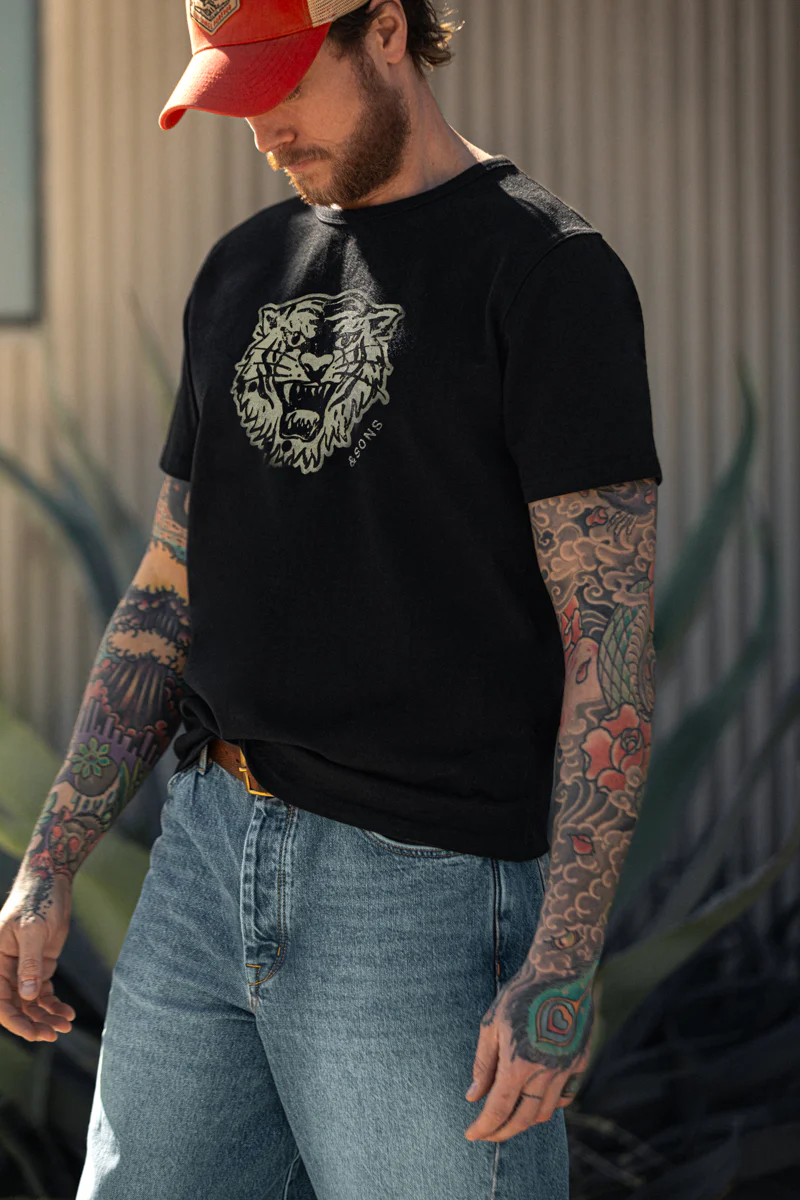 &SONS Tiger Head T-Shirt Black - Image 3