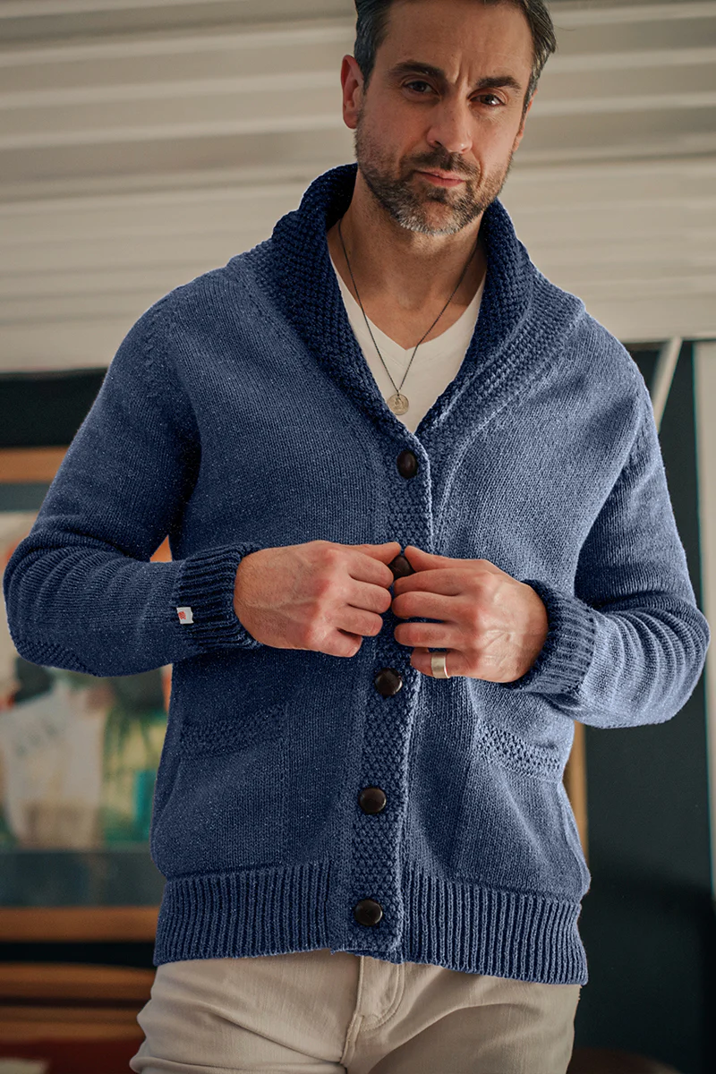 &SONS Turner Cardigan Indigo - Image 3