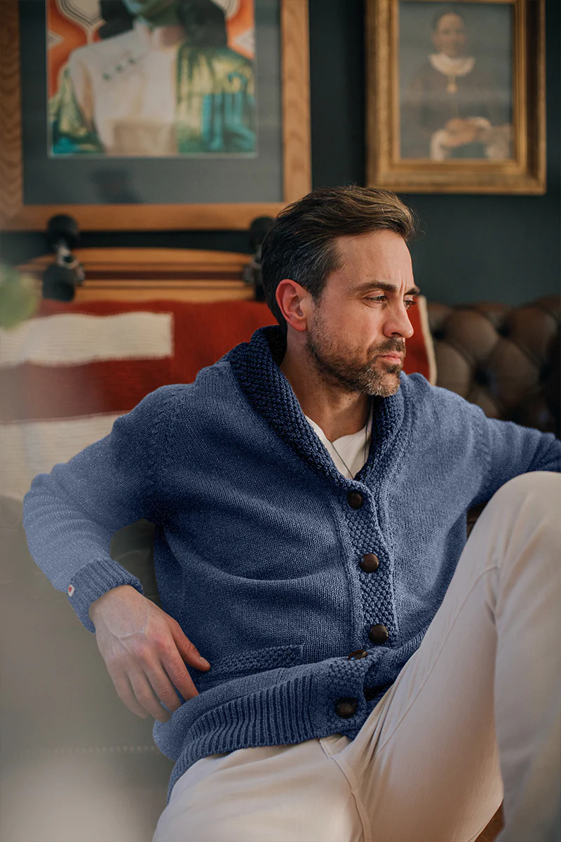 &SONS Turner Cardigan Indigo - Image 4