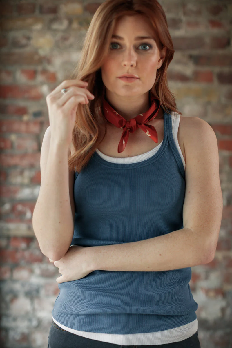 Damsons Tank Racer Vest Indigo - Image 2