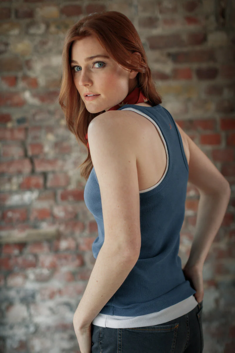 Damsons Tank Racer Vest Indigo - Image 4