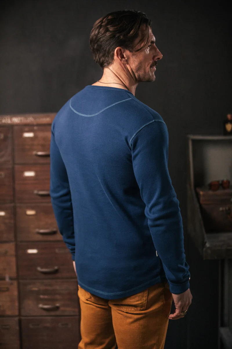 The New Elder Henley Shirt Indigo - Image 3