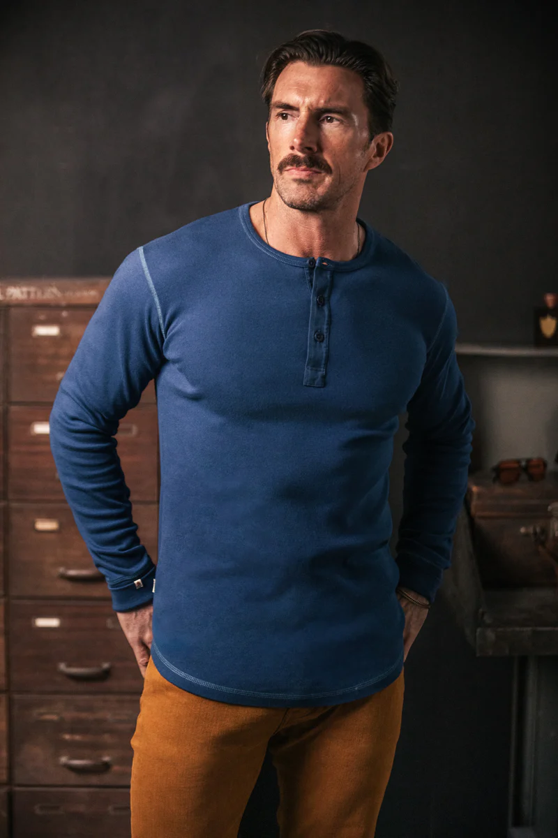 The New Elder Henley Shirt Indigo - Image 4