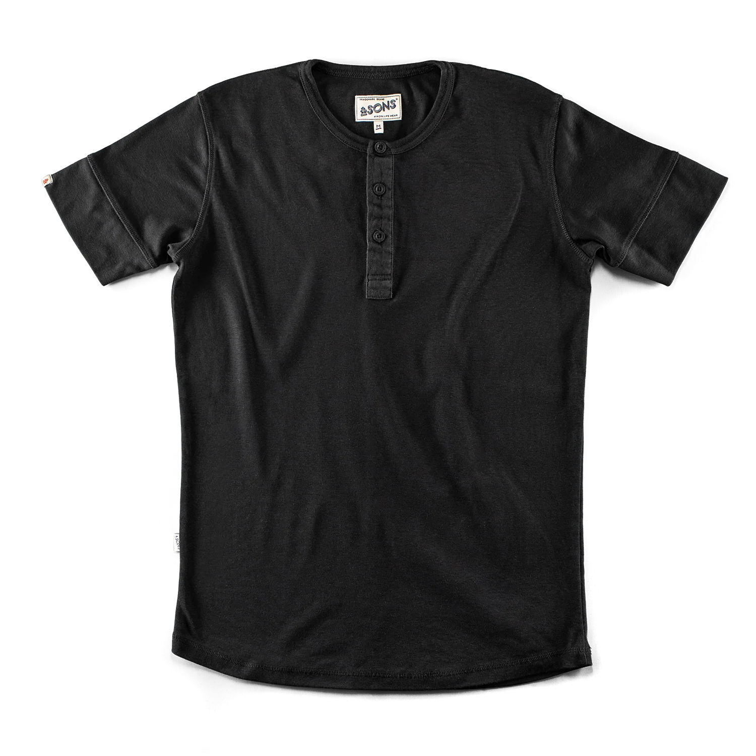 The New Elder Henley Short Sleeve Shirt Black - Image 8