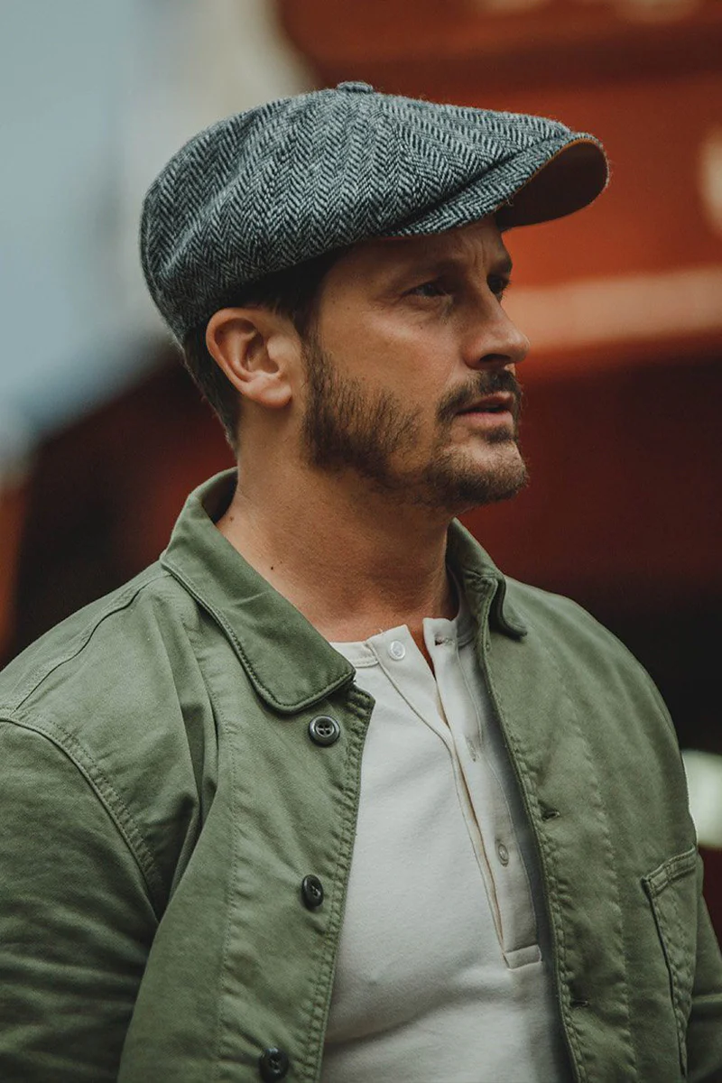 Thompson Baker Boy Hat- Grey Herringbone - Image 3