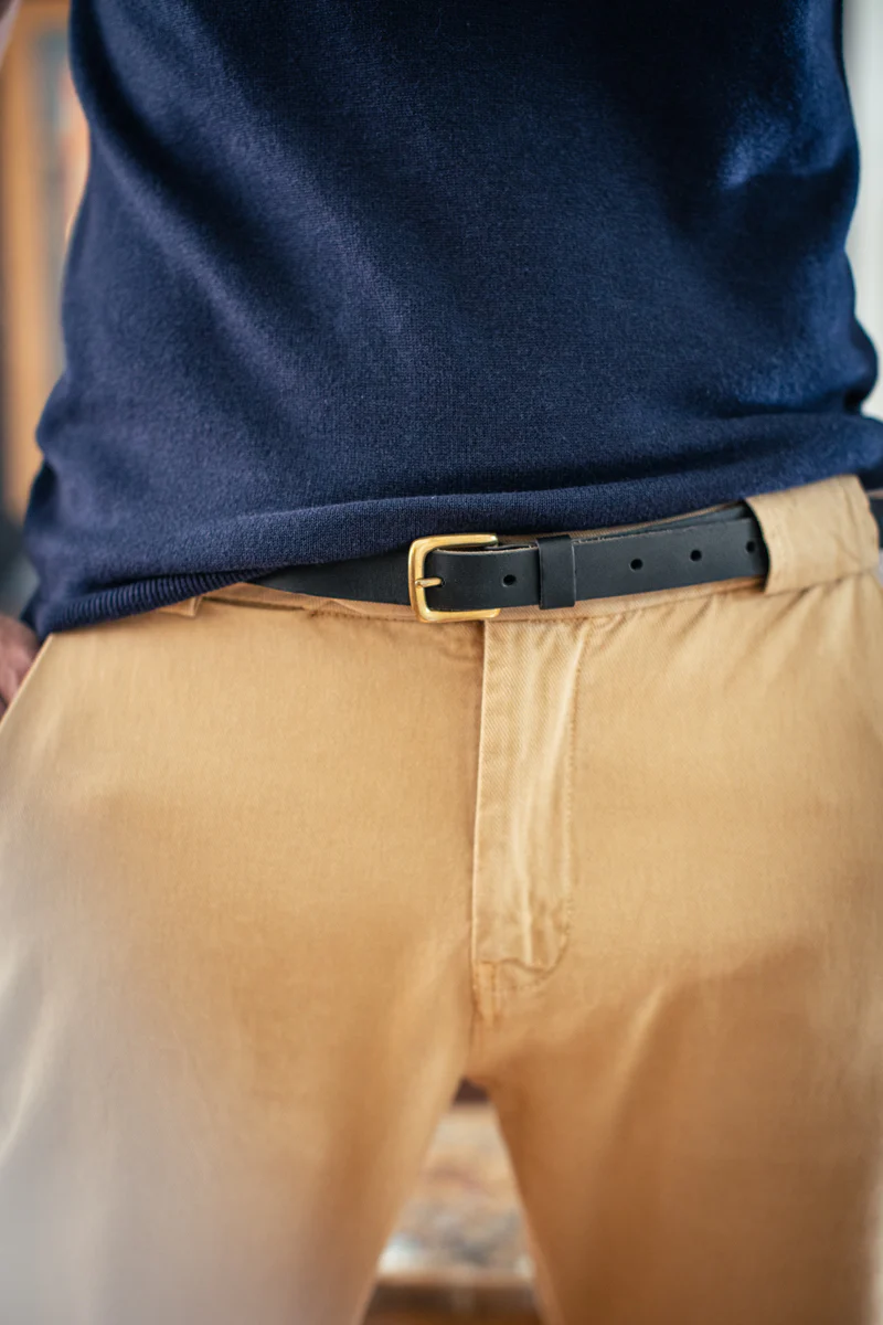Virgil Thin Black Leather Belt - Image 3